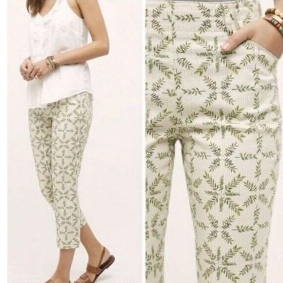 Anthropologie Cartonnier Charlie Trouser Pants Cropped Fern Print Size 2 - Picture 1 of 10
